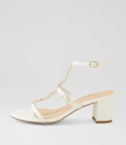Women DIANA FERRARI Heels|Sandals-Glimery White Leather Sandals
