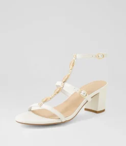 Women DIANA FERRARI Heels|Sandals-Glimery White Leather Sandals