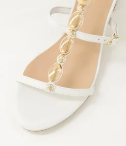 Women DIANA FERRARI Heels|Sandals-Glimery White Leather Sandals