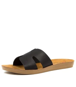 Women I LOVE BILLY Slides|Flats-Glori Black Smooth