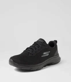 Women SKECHERS Sneakers-Go Walk 7 Black Mesh Sneakers