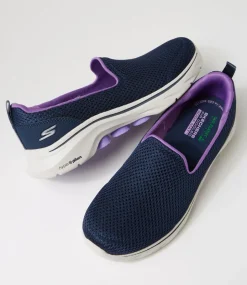 Women SKECHERS Sneakers-Go Walk 7 Navy Lavender Fabric Sneakers