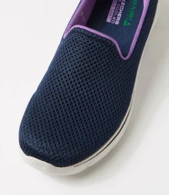 Women SKECHERS Sneakers-Go Walk 7 Navy Lavender Fabric Sneakers