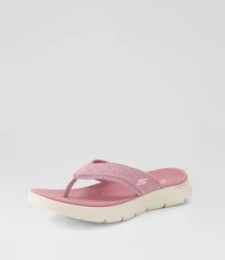Women SKECHERS Flats|Sandals-Go Walk Flex Sandal Holly Mauve Fabric Thongs