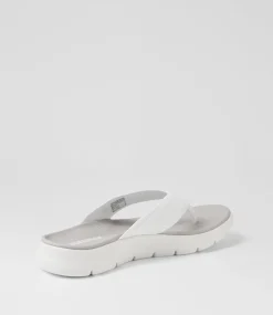Women SKECHERS Flats|Sandals-Go Walk Flex White Grey Mesh Thongs