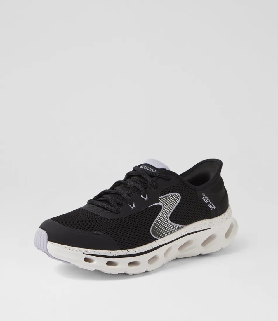 Women SKECHERS Sneakers-Go Walk Glide Step2 Black Lavender Fabric Sneakers