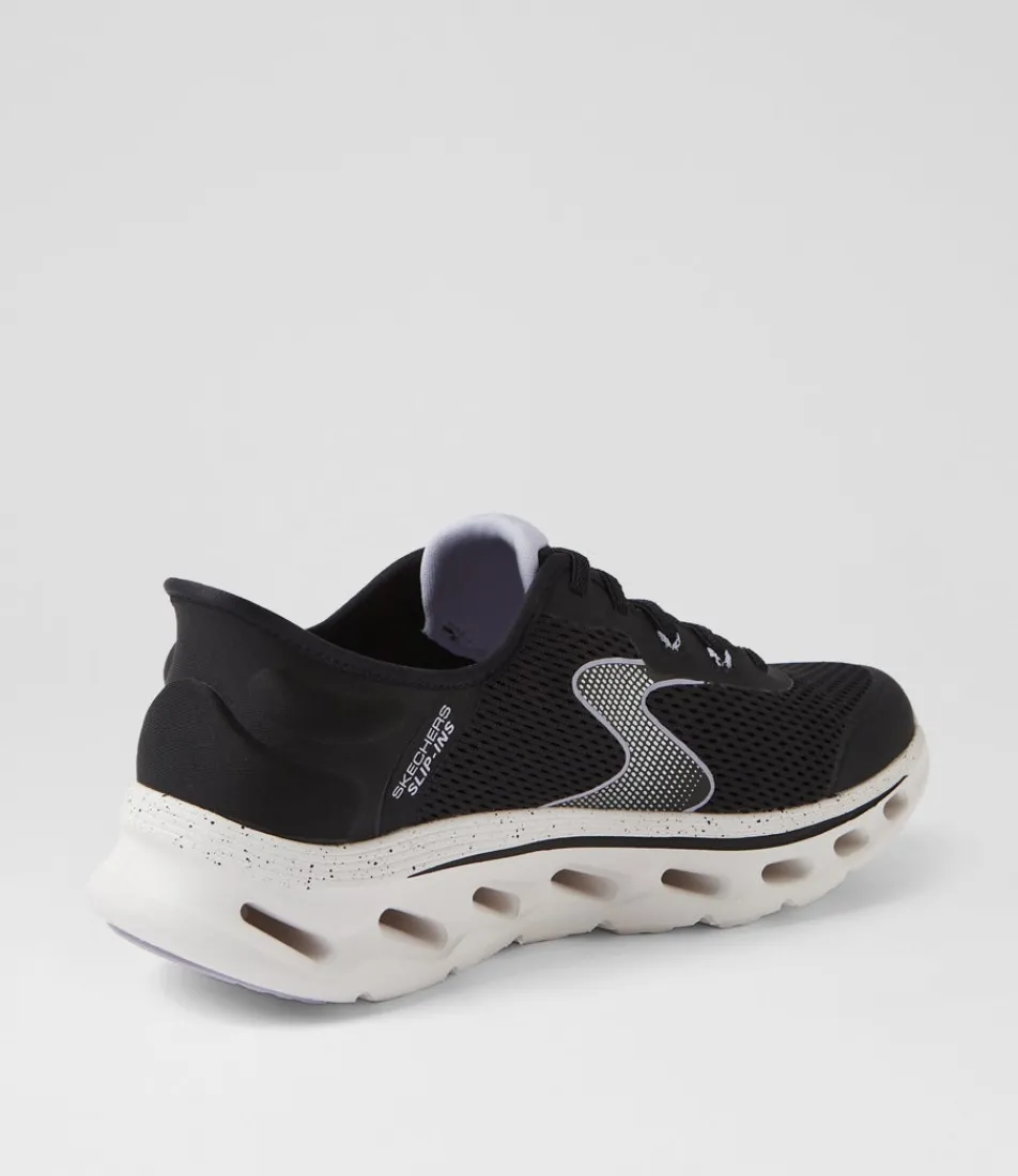 Women SKECHERS Sneakers-Go Walk Glide Step2 Black Lavender Fabric Sneakers