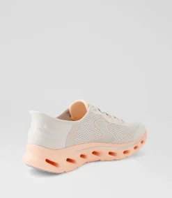 Women SKECHERS Sneakers-Go Walk Glide Step2 Grey Peach Fabric Sneakers