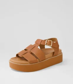 Women TOP END Sandals-Gonal Cognac Leather Sandals