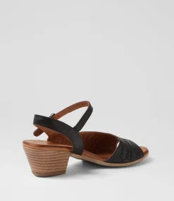 Women DIANA FERRARI Sandals|Heels-Gorgeena Black Leather Sandals