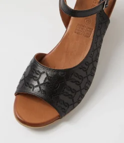 Women DIANA FERRARI Sandals|Heels-Gorgeena Black Leather Sandals