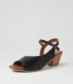 Women DIANA FERRARI Sandals|Heels-Gorgeena Black Leather Sandals