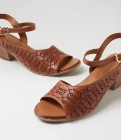 Women DIANA FERRARI Heels|Sandals-Gorgeena Dark Tan Leather Sandals