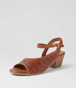 Women DIANA FERRARI Heels|Sandals-Gorgeena Dark Tan Leather Sandals