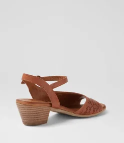 Women DIANA FERRARI Heels|Sandals-Gorgeena Dark Tan Leather Sandals