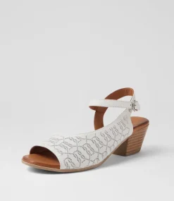 Women DIANA FERRARI Heels|Sandals-Gorgeena Off White Leather Sandals