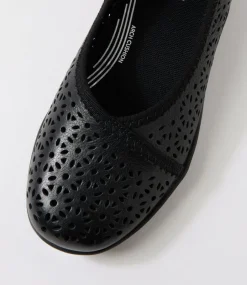 Women COLORADO Comfort|Flats-Grace Black Leather Flat Shoes