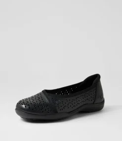 Women COLORADO Comfort|Flats-Grace Black Leather Flat Shoes