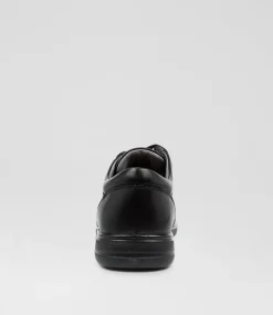 COLORADO Junior School Shoes-Grace Jnr E Black Leather Lace Up Flats