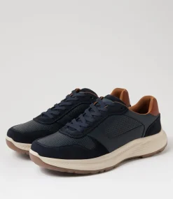COLORADO Casuals-Grant Navy Pull Up Leather Lace Up Flats