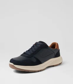 COLORADO Casuals-Grant Navy Pull Up Leather Lace Up Flats