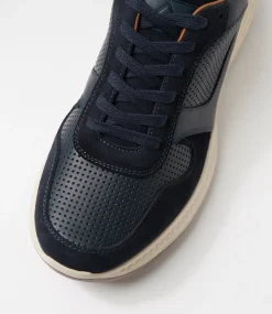 COLORADO Casuals-Grant Navy Pull Up Leather Lace Up Flats