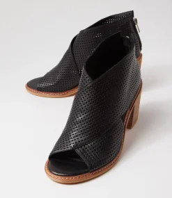 Women TOP END Heels|Sandals-Greeca Black Natural Leather Sandals