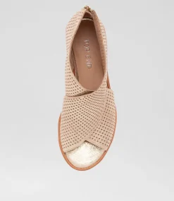 Women TOP END Heels|Sandals-Greeca Old Gold Scratch Leather Sandals