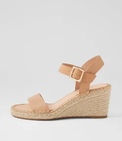 Women TOP END Wedges|Heels-Grogor Cappuccino Natural Rope Leather Sandals