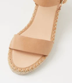 Women TOP END Wedges|Heels-Grogor Cappuccino Natural Rope Leather Sandals