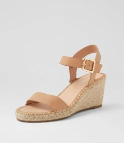 Women TOP END Wedges|Heels-Grogor Cappuccino Natural Rope Leather Sandals