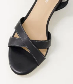 Women DIANA FERRARI Heels|Sandals-Gyana Black Leather Sandals