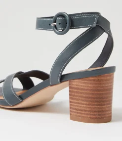 Women DIANA FERRARI Heels|Sandals-Gyana Navy Natural Leather Sandals