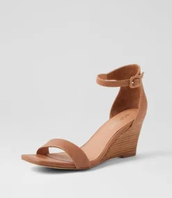 Women TOP END Wedges|Heels-Habbey Tan Natural Leather Sandals