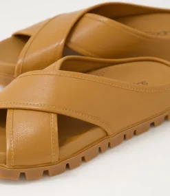 Women SUPERSOFT Comfort|Flats-Hailay Dark Tan Leather Sandals