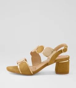 Women I LOVE BILLY Heels|Sandals-Haldis Tan Multi Microsuede Sandals