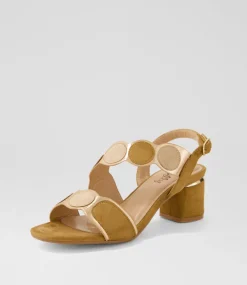 Women I LOVE BILLY Heels|Sandals-Haldis Tan Multi Microsuede Sandals