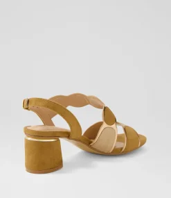 Women I LOVE BILLY Heels|Sandals-Haldis Tan Multi Microsuede Sandals