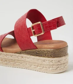 Women I LOVE BILLY Espadrilles|Sandals-Halla Red Weave Sandals