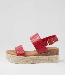 Women I LOVE BILLY Espadrilles|Sandals-Halla Red Weave Sandals