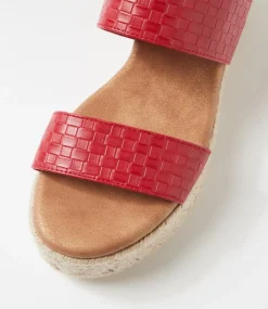 Women I LOVE BILLY Espadrilles|Sandals-Halla Red Weave Sandals