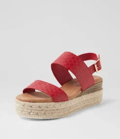 Women I LOVE BILLY Espadrilles|Sandals-Halla Red Weave Sandals