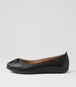 Women SUPERSOFT Comfort|Flats-Halliae Black Leather Flat Shoes