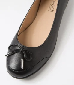 Women SUPERSOFT Comfort|Flats-Halliae Black Leather Flat Shoes