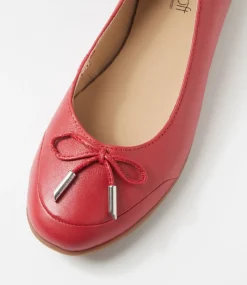 Women SUPERSOFT Comfort|Flats-Halliae Bright Red Leather Flat Shoes