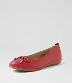 Women SUPERSOFT Comfort|Flats-Halliae Bright Red Leather Flat Shoes