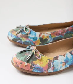 Women SUPERSOFT Comfort|Flats-Halliae White Exotic Floral Leather Flat Shoes