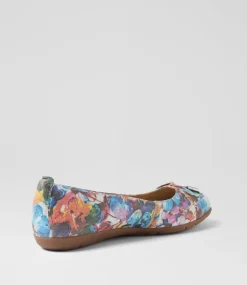 Women SUPERSOFT Comfort|Flats-Halliae White Exotic Floral Leather Flat Shoes