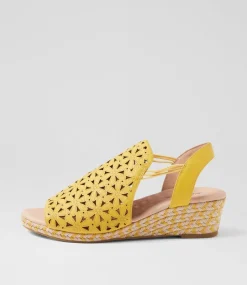 Women DIANA FERRARI Heels|Sandals-Hanar Yellow Multi Leather Sandals