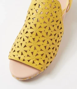 Women DIANA FERRARI Heels|Sandals-Hanar Yellow Multi Leather Sandals